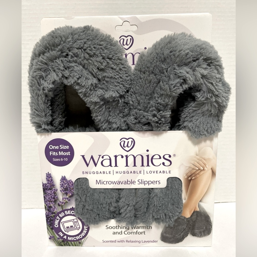 Warmies Snuggable Huggable Loveable Microwaveable Slippers Grey